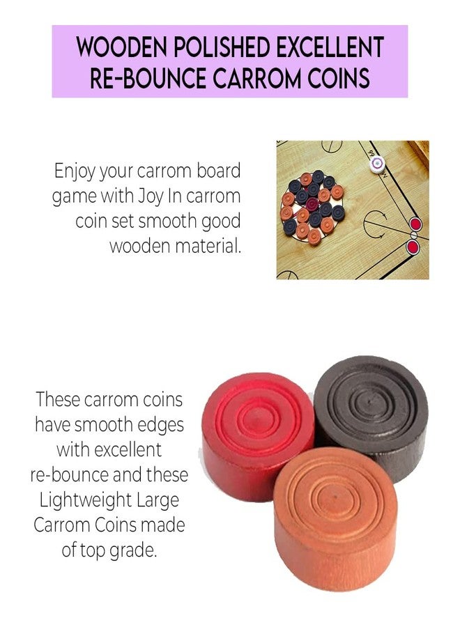 Fratelli Carrom Playing Coins and Powder for Kids and Adult| 24 Wooden Coins | 1 Striker | 1 Urea Powder SSTP,Multicolor - Image 5